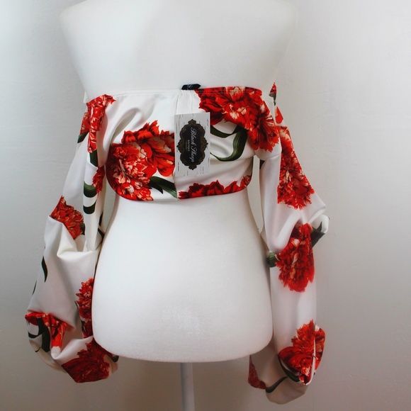 Two-Piece Flower Print Silk Top with Skirt Set - Picture 6 of 8